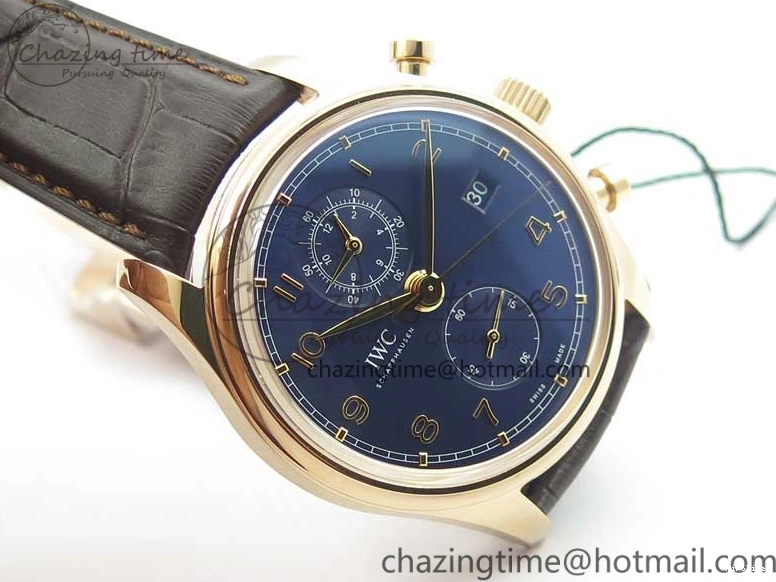 MIROTIME 0101 Portugieser Chrono  42 IW390406 RG ZF 1:1 Best Edition Blue Dial on Brown Leather Strap A Durable 7129